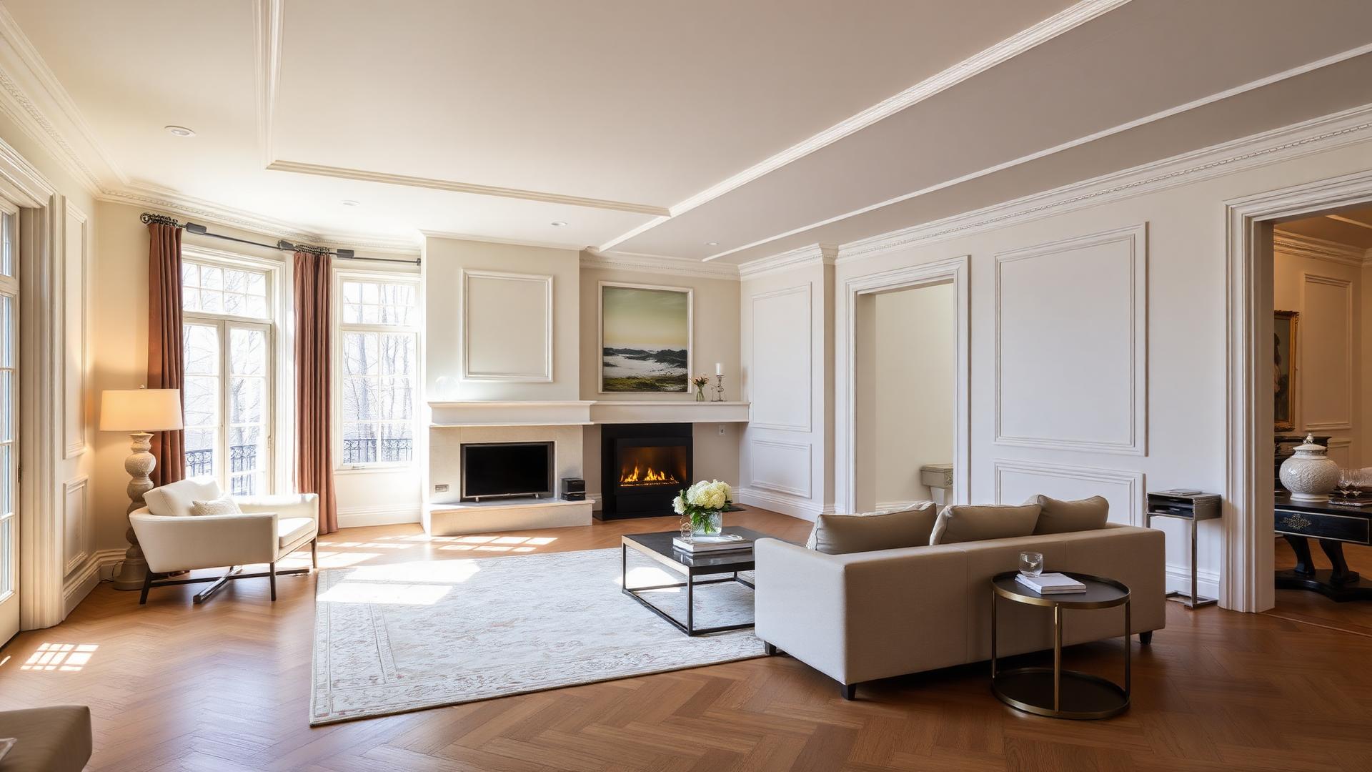 Salón reformado con estilo clásico y elegante